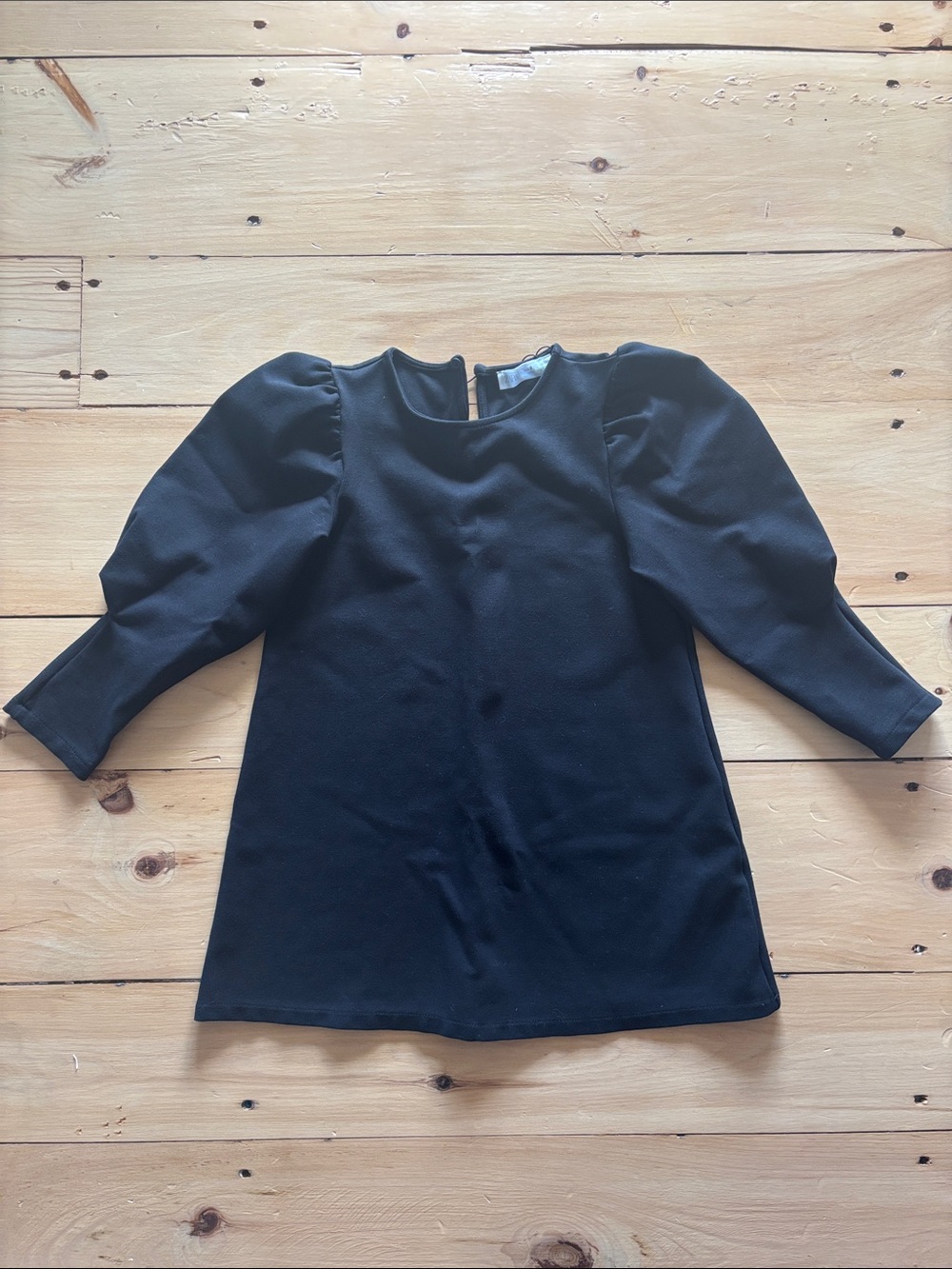 Zara Girls Black Puff Sleeve Kids Tunic Dress, Size 9